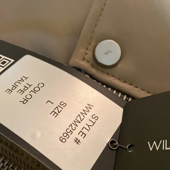 Wilson’s 💯Genuine Taupe Leather Moto Gorgeous Lining Logo Jacket New With Tags